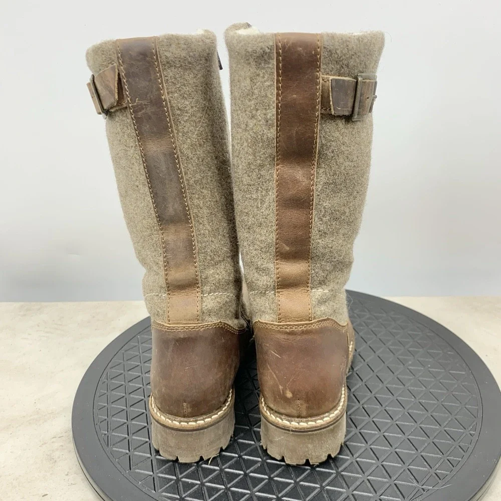 Bos & Co Hammond Boots Women 37 Size 6 6.5‎ Shoes Tall Brown Leather Wool Lined